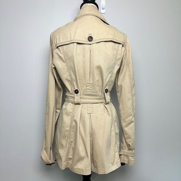 American Eagle | Tan Kaki Double Breasted Belted Vintage Fit Jacket | Size L - Picture 2 of 9